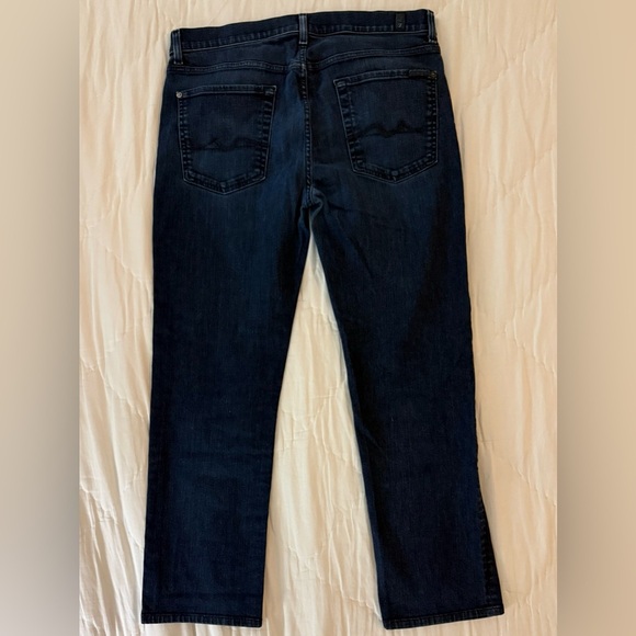 7 For All Mankind Slimmy Men’s Jeans 34x28 Dark Wash Slim Straight Fit Denim - Picture 3 of 12